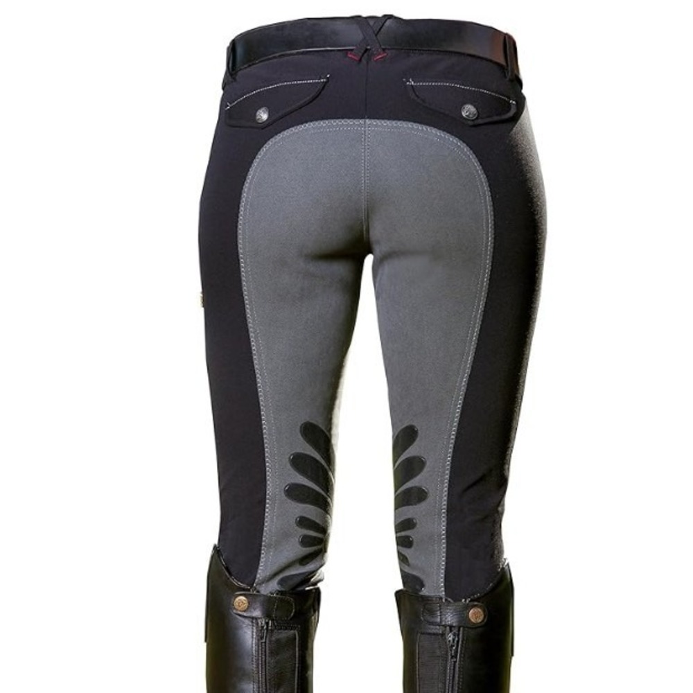 DEVON-AIRE Black Dressage Full Suede Seat Silicone Grip Knee Patch Breeches 28